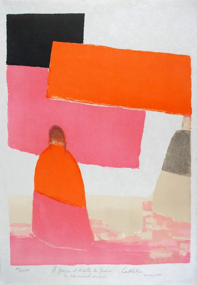 Lithografie Cathelin - Les deux Indiennes, Mexique 2 - The two Indian women, Mexico 2