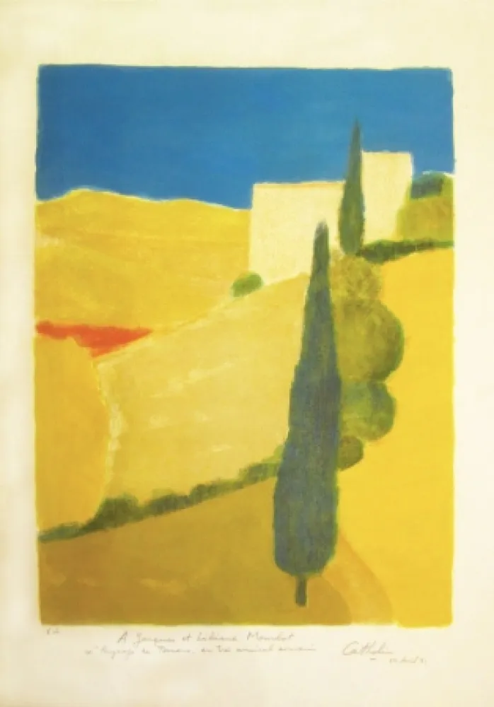 Lithografie Cathelin - Paysage de Toscane