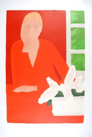 Lithografie Cathelin - Régine aux Rebatières - Régine at the Rebatieres