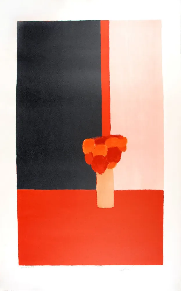 Lithografie Cathelin - Tokonoma rouge et noir - Red and black Tokonoma
