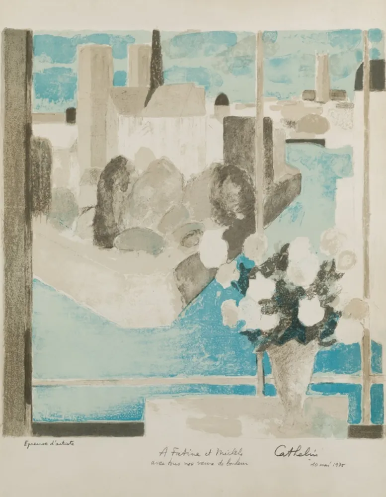 Lithografie Cathelin - Vase à la fenêtre