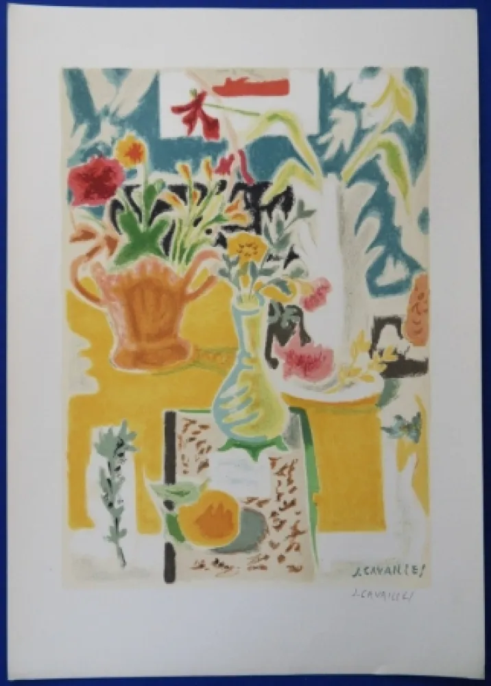 Lithografie Cavailles - Table fleurie