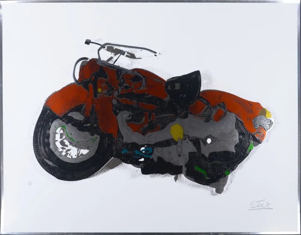 Zeefdruk Cesar - Compression de moto, 1972 - Hand-signed