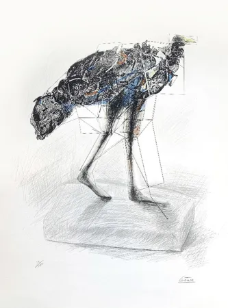 Lithografie Cesar - La poule