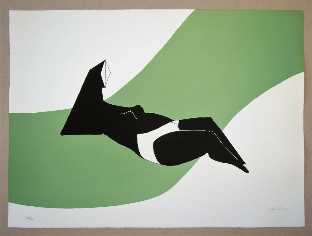 Lithografie Chadwick - Reclining Figure on Green Wave