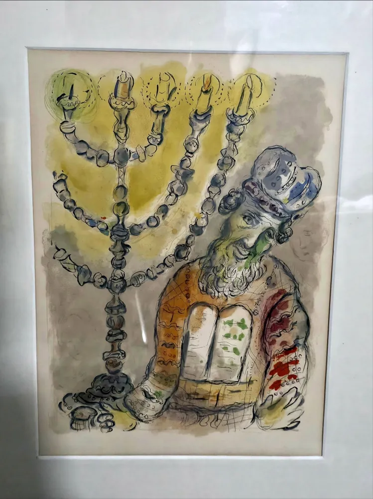 Lithografie Chagall - Aaron and the Seven Branched Lampstand Story of Exodus 1966
