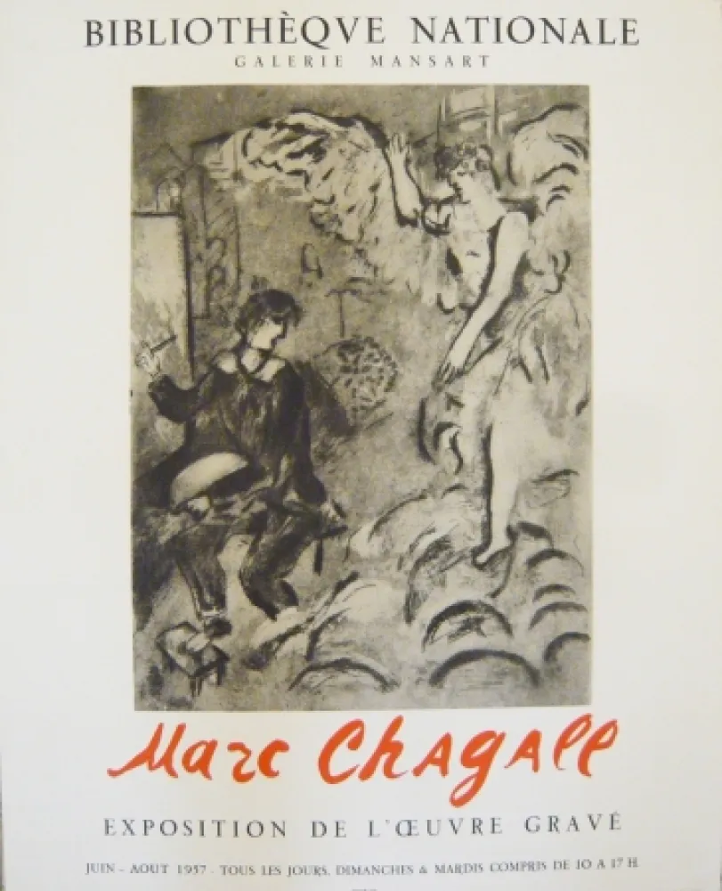 Poster Chagall - Affiche exposition de l'oeuvre gravée galerie Mansart 