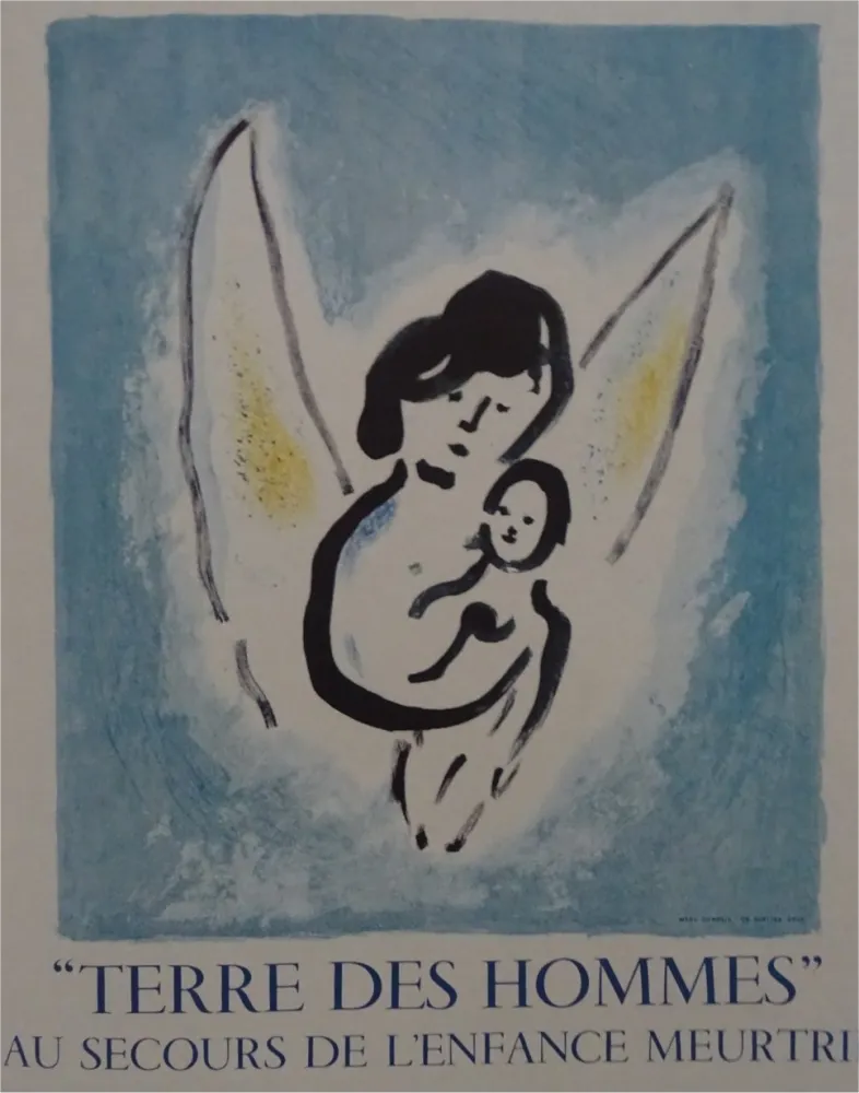 Lithografie Chagall - Affiche lithographie Terre des Hommes