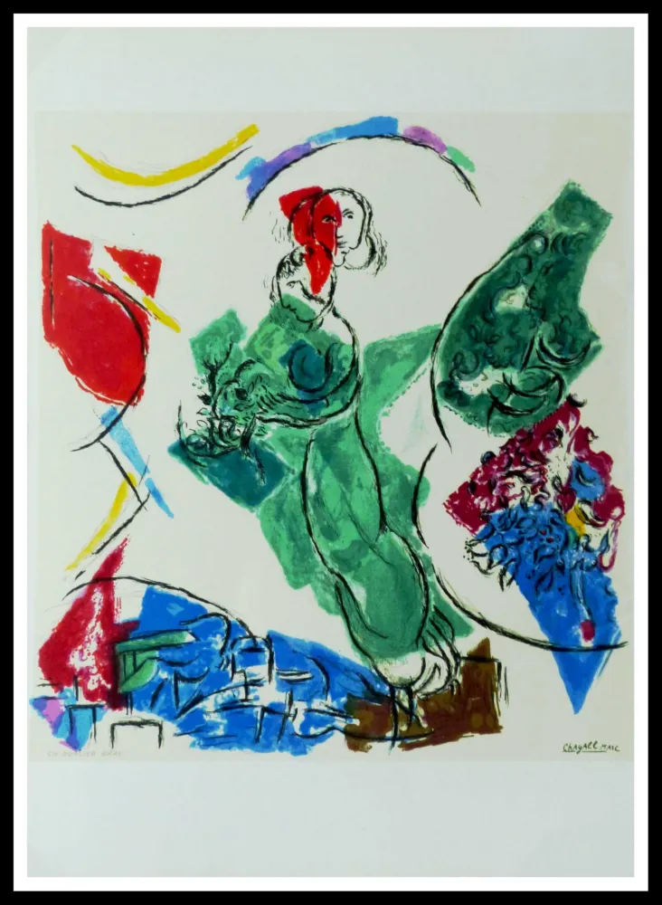 Lithografie Chagall (After) - FEMME EN VERT