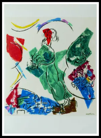 Lithografie Chagall (After) - FEMME EN VERT
