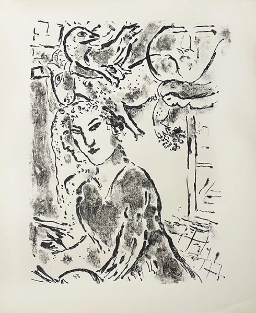 Lithografie Chagall - Autoportrait à la fenêtre