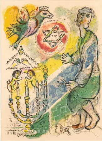 Lithografie Chagall - Bezeleel and His Two Golden Cherubim