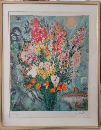 Lithografie Chagall - Bouquet illuminant le ciel 