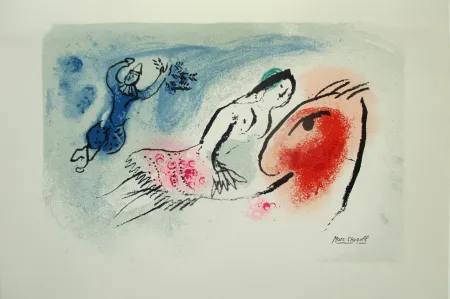 Lithografie Chagall - Carte Voeux pour Aimé Maeght