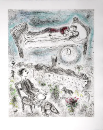 Ets En Aquatint Chagall - Celui qui dit les choses sans rien dire, 1976 - PLATE 13