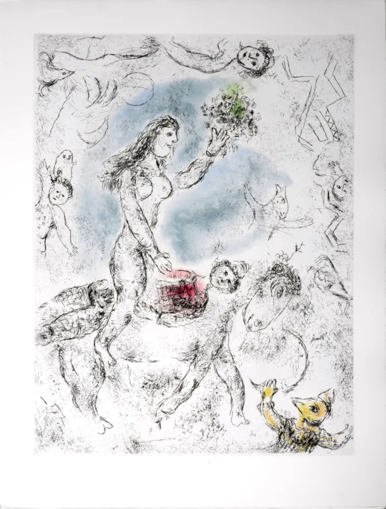 Ets En Aquatint Chagall - Celui qui dit les choses sans rien dire, 1976 - PLATE 22