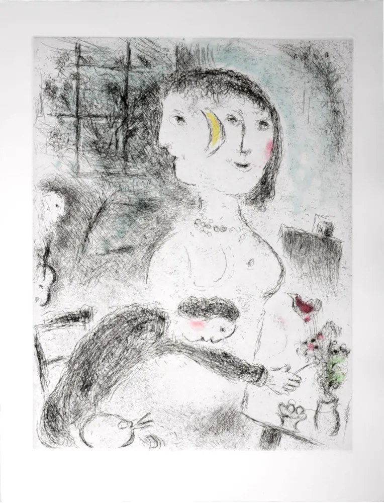Ets En Aquatint Chagall - Celui qui dit les choses sans rien dire, 1976 - PLATE 23