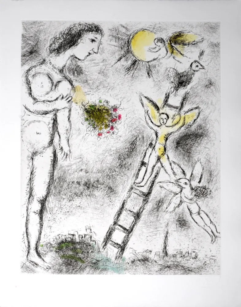 Ets En Aquatint Chagall - Celui qui dit les choses sans rien dire, 1976 - PLATE 25