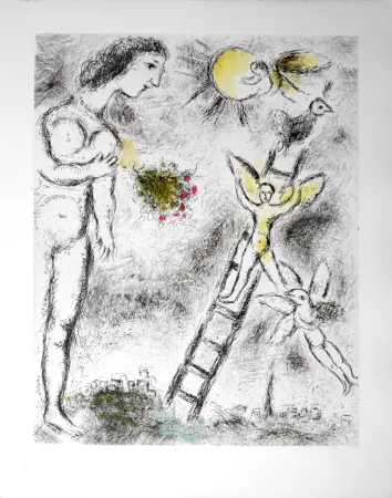 Ets En Aquatint Chagall - Celui qui dit les choses sans rien dire, 1976 - PLATE 25