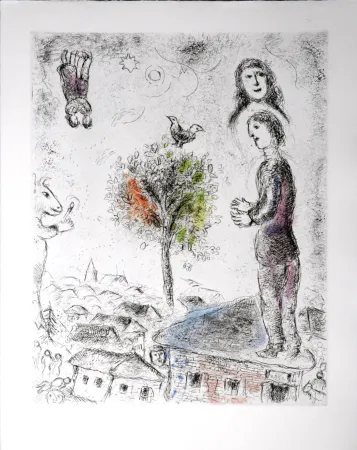 Ets En Aquatint Chagall - Celui qui dit les choses sans rien dire, 1976 - PLATE 3