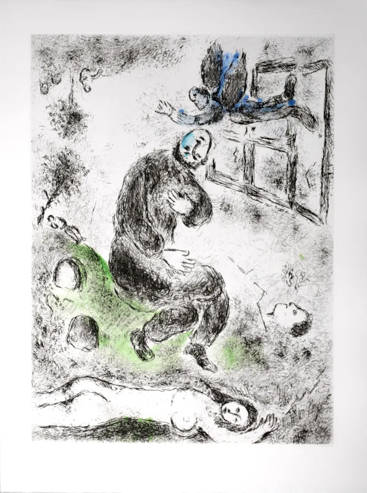 Ets En Aquatint Chagall - Celui qui dit les choses sans rien dire, 1976 - PLATE 6