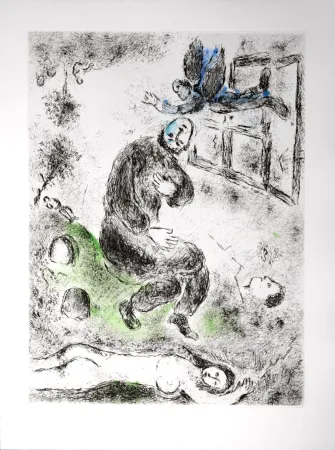 Ets En Aquatint Chagall - Celui qui dit les choses sans rien dire, 1976 - PLATE 6