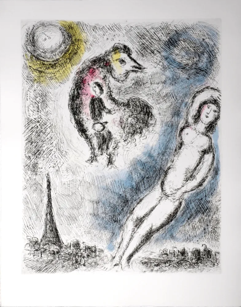 Ets En Aquatint Chagall - Celui qui dit les choses sans rien dire, 1976 - PLATE 8