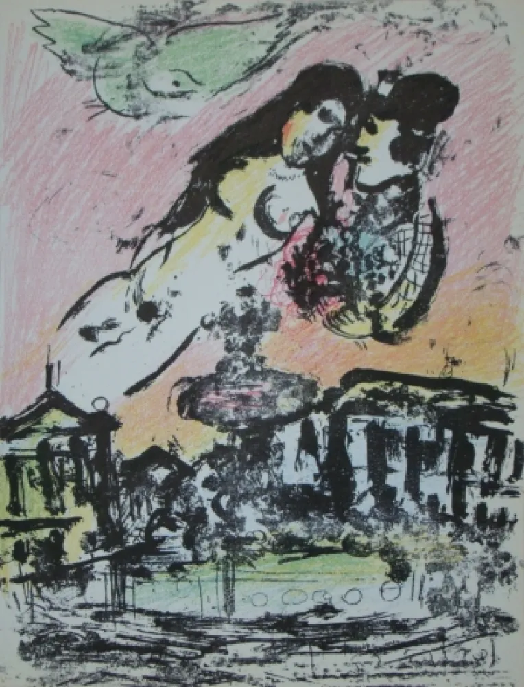 Lithografie Chagall - Ciel au dessus la Place de la Concorde