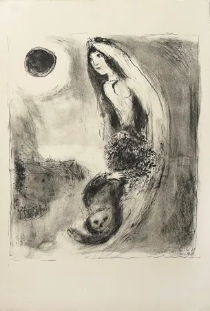 Lithografie Chagall - Couple en croissant