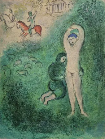 Lithografie Chagall - Daphins and Gnathon