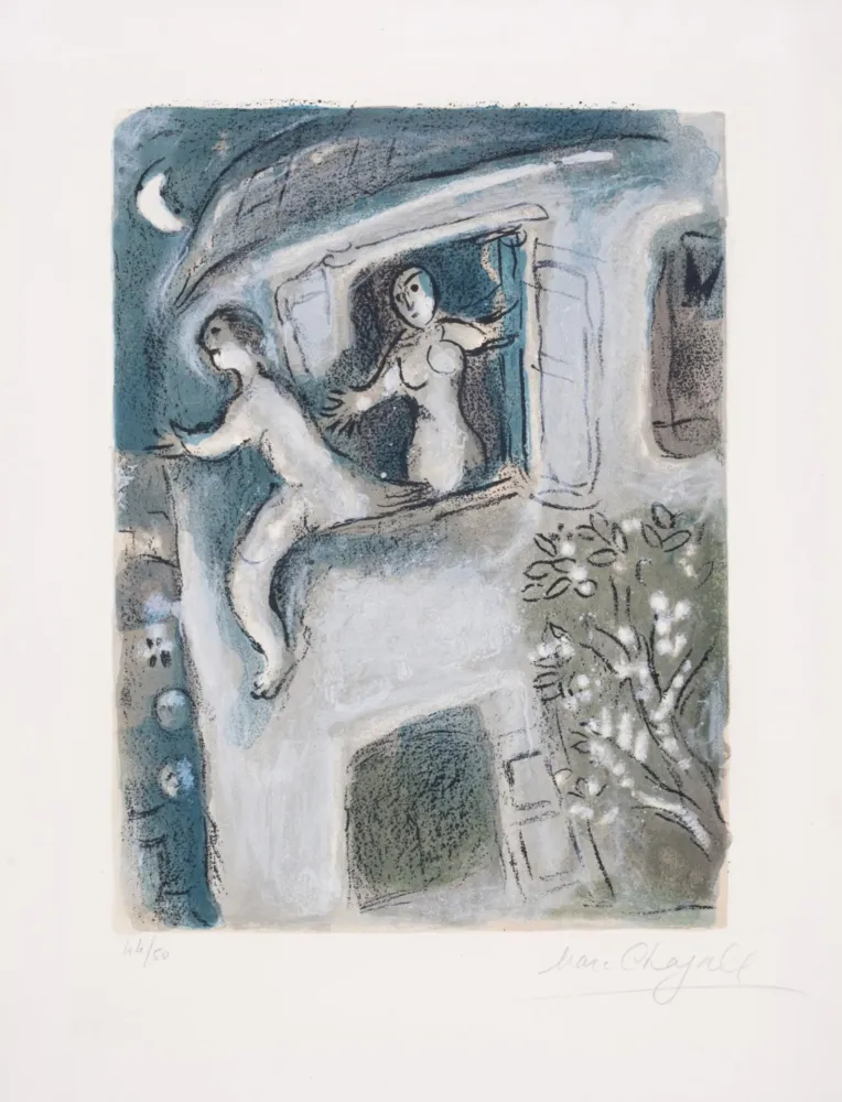 Lithografie Chagall - David Sauvé par Michal, from La Bible