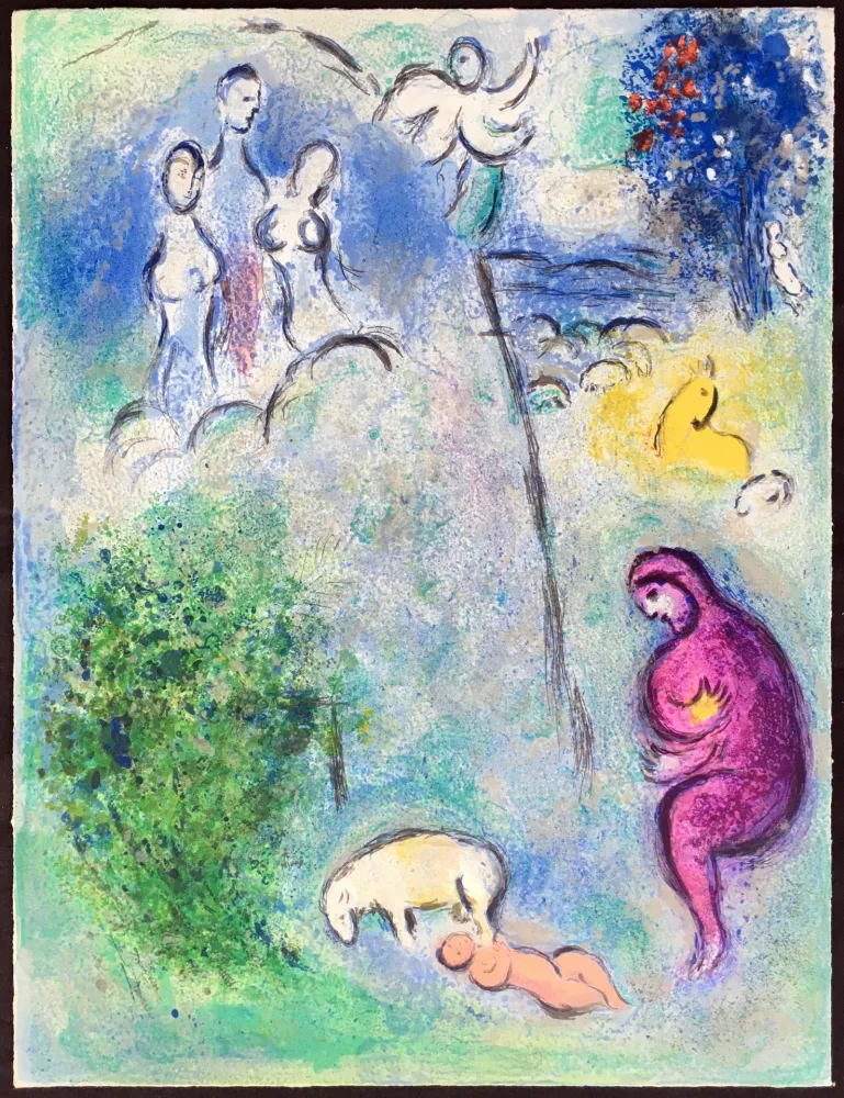 Lithografie Chagall - DÉCOUVERTE DE CHLOÉ PAR DRYAS (de la Suite Daphnis & Chloé, 1961)