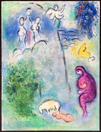 Lithografie Chagall - DÉCOUVERTE DE CHLOÉ PAR DRYAS (de la Suite Daphnis & Chloé, 1961)