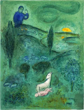 Lithografie Chagall - DÉCOUVERTE DE DAPHNIS PAR LAMON (de Daphnis et Choé. 1961)