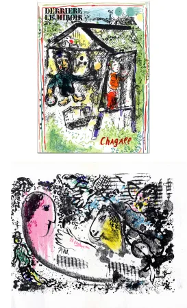 Geïllustreerd Boek Chagall - Derrière Le Miroir n° 182 - CHAGALL. 1969. 2 LITHOGRAPHIES ORIGINALES EN COULEURS