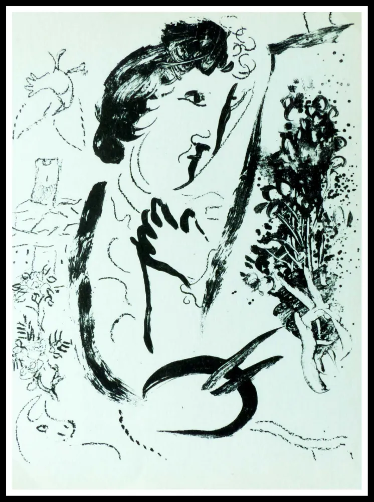 Lithografie Chagall - DEVANT LE TABLEAU 