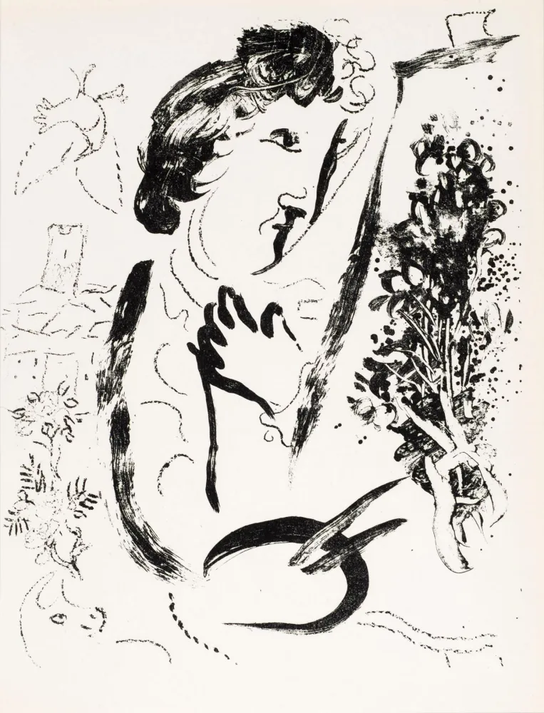 Lithografie Chagall - Devant le tableau  