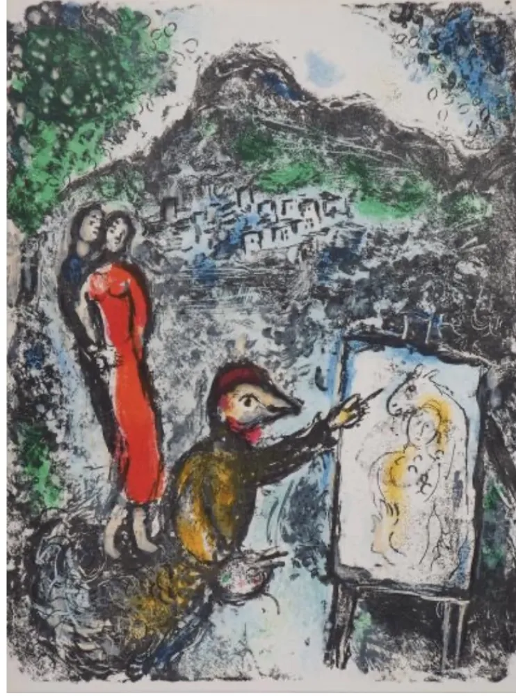 Lithografie Chagall - Devant saint Jeannet