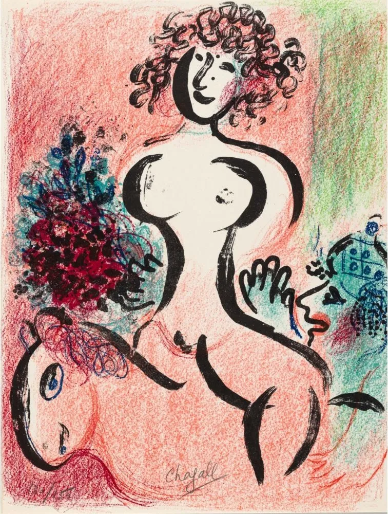 Lithografie Chagall - Écuyère au bouquet