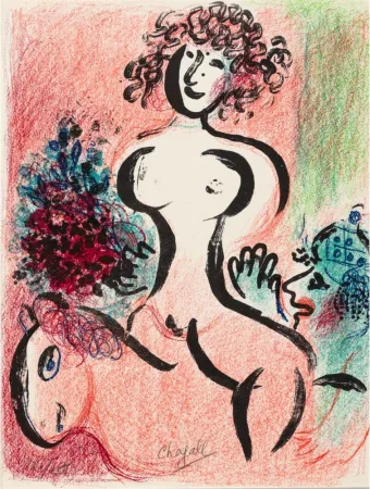 Lithografie Chagall - Écuyère au bouquet