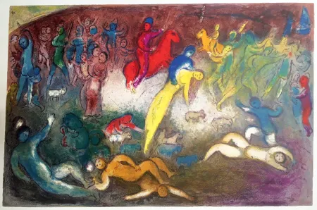 Lithografie Chagall - ENLÈVEMENT DE CHLOÉ (Daphnis et Chloé - 1961)