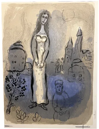 Lithografie Chagall - ESTHER  (Dessins pour la Bible, 1960)