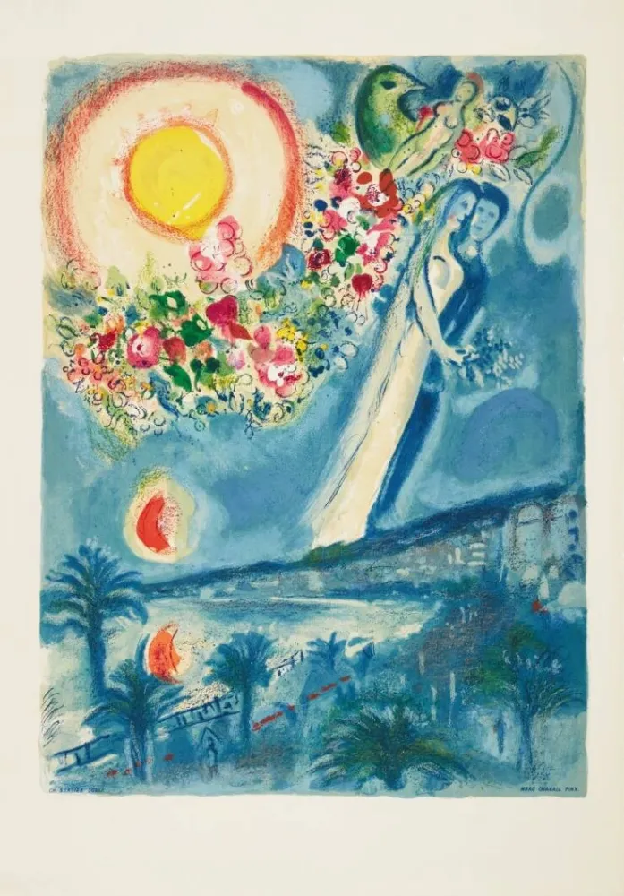 Lithografie Chagall - Femme au bouquet (Woman with Bouquet)