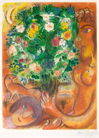 Lithografie Chagall - Femme au Bouquet (Woman with Bouquet)
