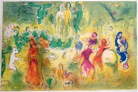 Lithografie Chagall - FESTIN NUPTIAL DANS LA GROTTE DES NYMPHES (Daphnis & Chloe - 1961)