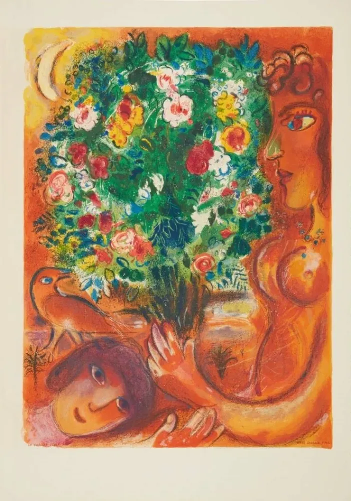 Lithografie Chagall - Fiancés dans le ciel de Nice (Finaces in the Sky at Nice)
