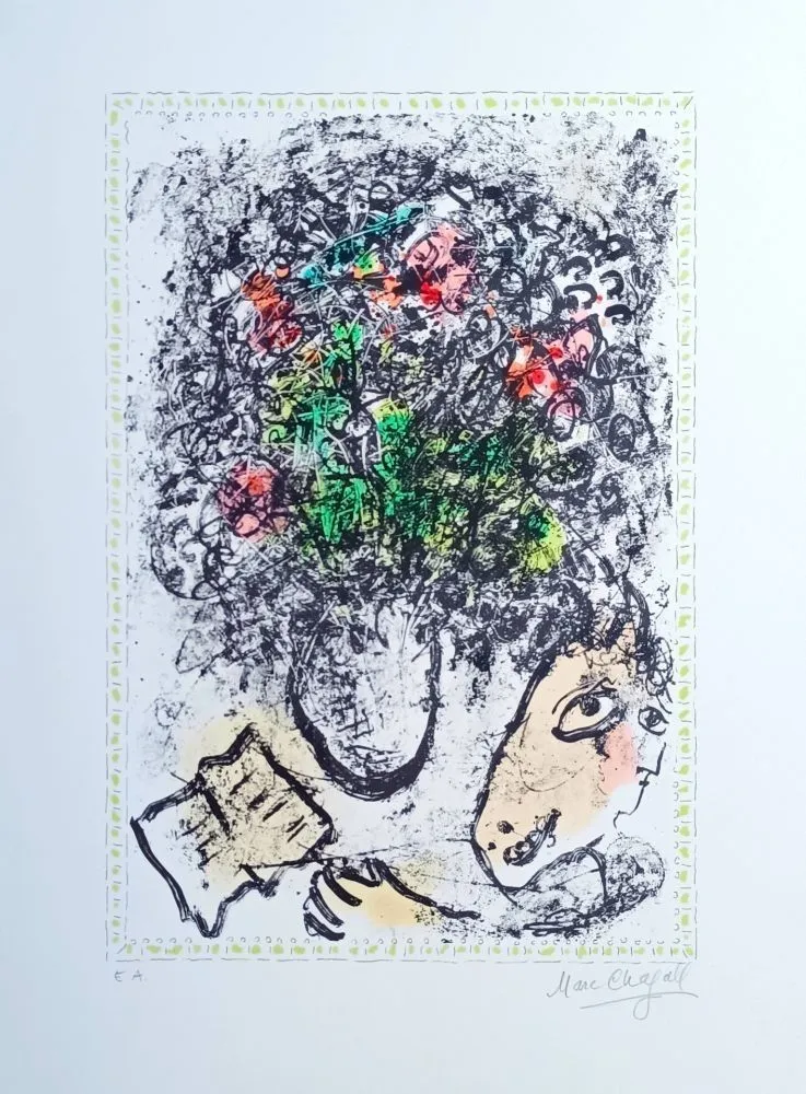 Lithografie Chagall - Fleurs d'art