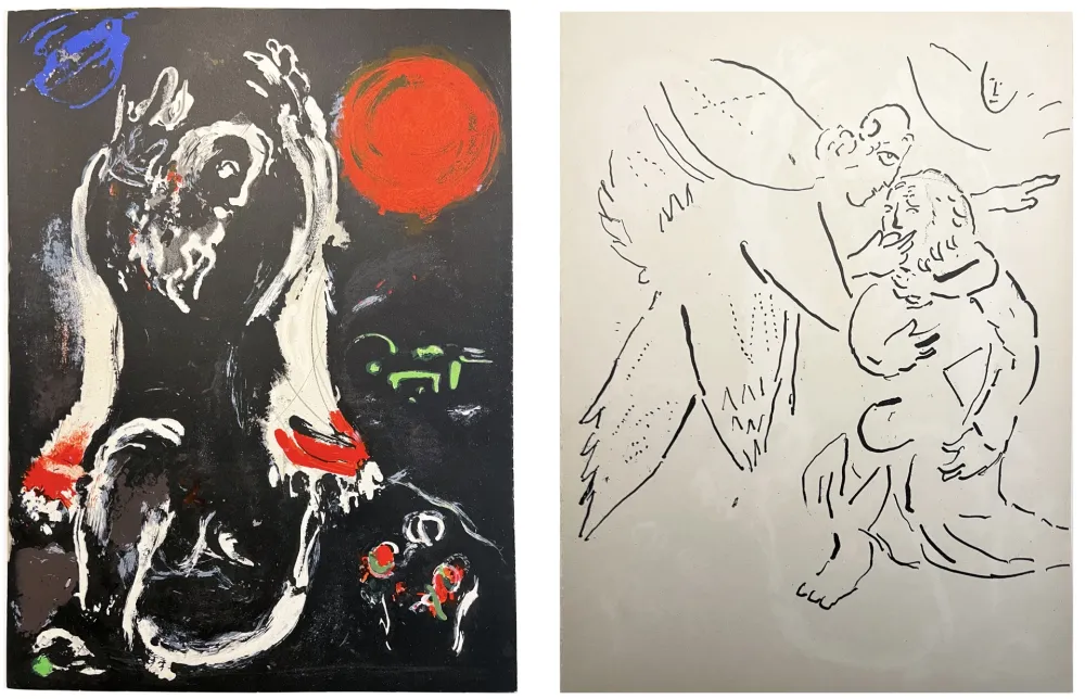 Lithografie Chagall - ISAÏE et Isaïe sous l'inspiration divine (La Bible, 1956)
