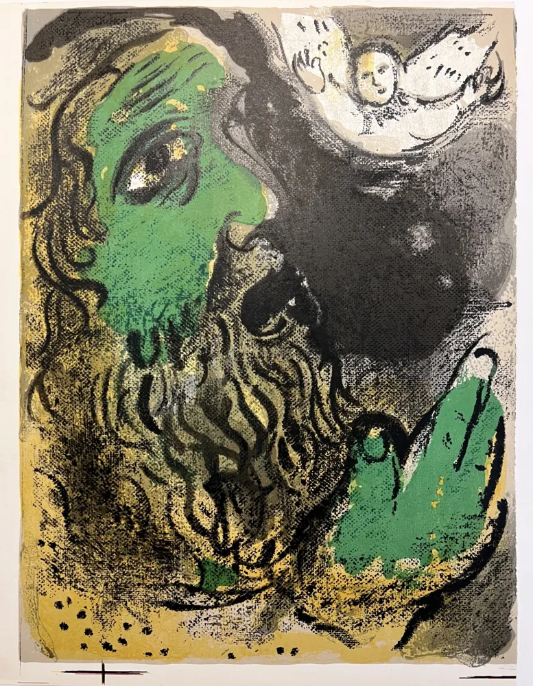Lithografie Chagall - JOB EN PRIÈRE (Job praying) (Dessins pour la Bible, 1960)