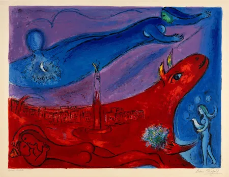 Lithografie Chagall - La Bastille